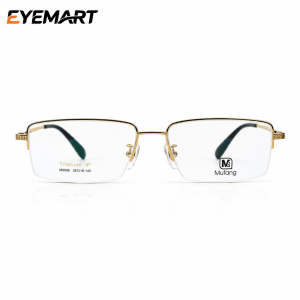 Mufang M9086 Titanium IP Semi-Rimless Rectangular Optical Glasses – Gold