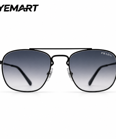 PRADA-Style Super Premium Glass Lens Aviator Sunglasses – Gunmetal & Blue Gradient