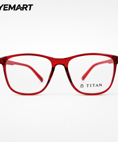 Titan Junior Transparent Red Soft Square TR Eyeglasses for Kids