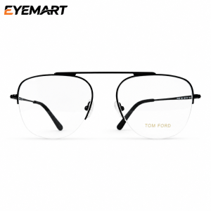 Tom Ford Super Premium Titanium Half-Rim Black Round Style Eyeglass Frame for Unisex