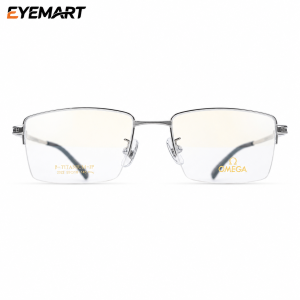 Omega Beta Titanium IP Rimless Rectangle Eyeglass Frame for Unisex
