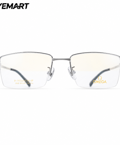 Omega Beta Titanium IP Rimless Rectangle Eyeglass Frame for Unisex