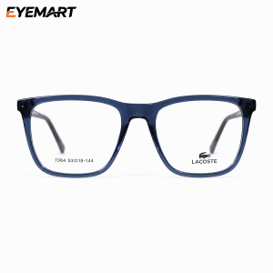 Lacoste Lightweight Transparent Blue Full-Rim Soft Square Eyeglass Frame for Men