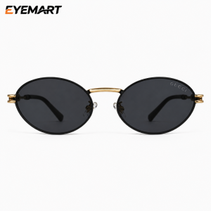 Gucci 98303 Fashion Women's Oval Full-Rim Sunglasses with UV420 Black PC Lenses