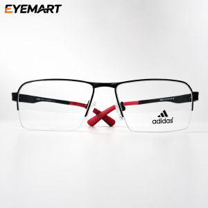 Adidas M8107 Lightweight Half-Rim Metal Sports Eyeglass Frame – Black & Red