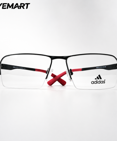 Adidas M8107 Lightweight Half-Rim Metal Sports Eyeglass Frame – Black & Red