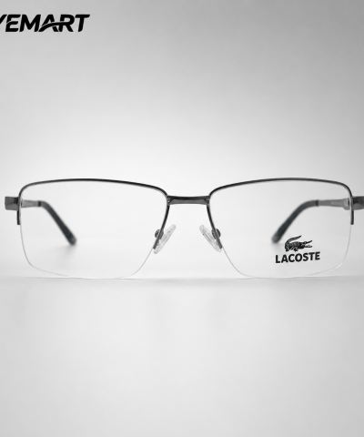 Lacoste M8107 Sports Metal Half Frame Eyeglass – Lightweight Square Frame for Men
