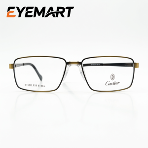 Cartier 8323 Executive Stainless Steel Rectangular Optical Glasses – Black & Antique Gold