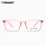 Titan TR81804 kids’ baby-pink Korean TR eyeglass angle view