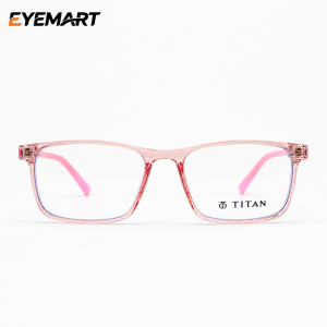 Titan TR81804 kids’ baby-pink Korean TR eyeglass angle view