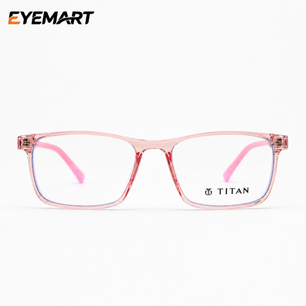Titan TR81804 kids’ baby-pink Korean TR eyeglass angle view