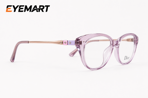 DIOR TR82013 transparent light-pink cat-eye women’s eyeglass front view