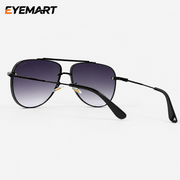 5G143 black double-bridge navigator sunglasses for men front view