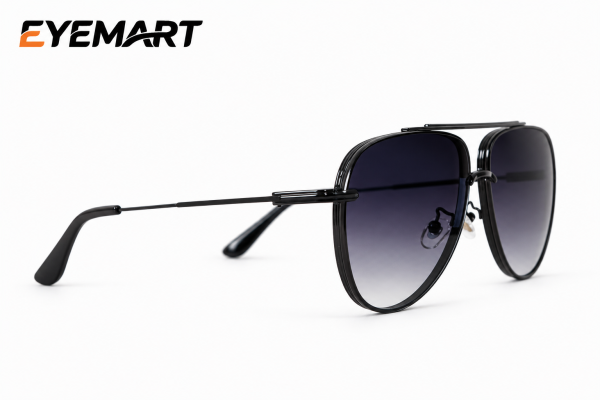 5G143 black double-bridge navigator sunglasses for men front view