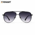 5G143 black double-bridge navigator sunglasses for men front view