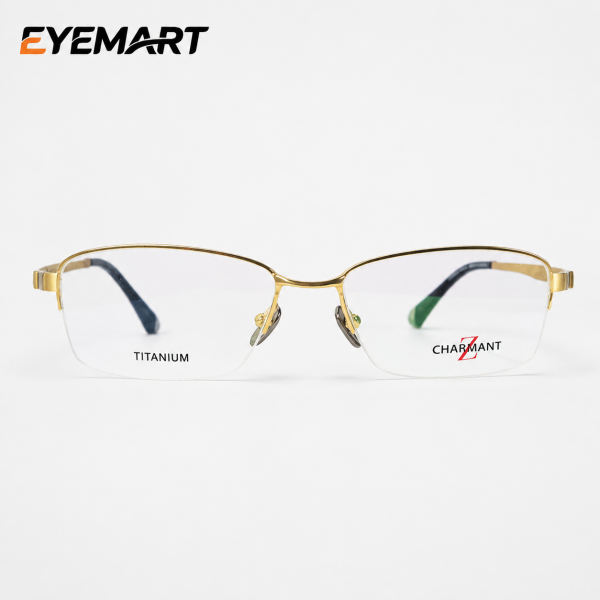 Z Charmant S6025 pure titanium gold eyeglass front view